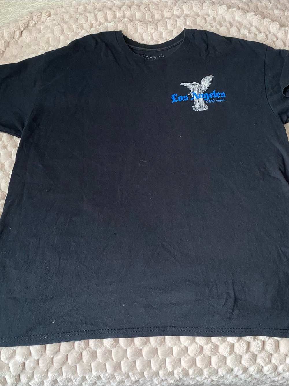PacSun Black Tee with Blue Los Angeles Graphic